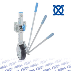 ARK XO350R ratchet style trailer jack with solid rubber tire - view 2