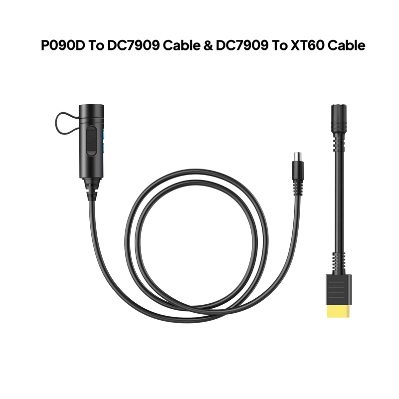 BLUETTI P090D external battery connection cable coiled with connectors