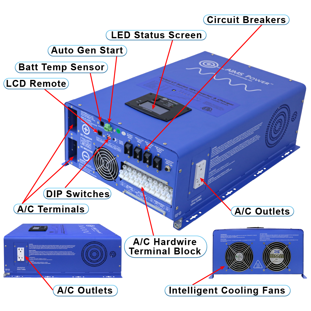 AIMS Power Outpost Kit: 3960W Solar, 12kW Inverter Charger, 28.8kWh - view 3
