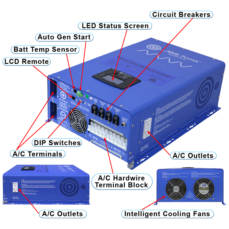 AIMS Power Outpost Kit: 3960W Solar, 12kW Inverter Charger, 28.8kWh - view 3
