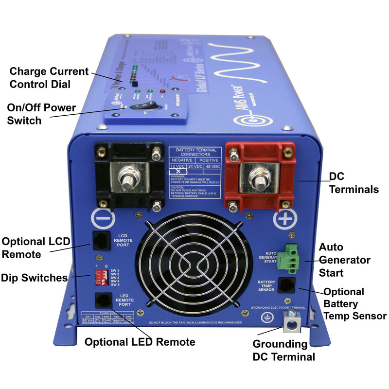 AIMS Power 4000W Split Phase Inverter Charger 12V, 240V Charge Input - view 5
