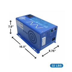 AIMS Power 1500W Pure Sine Inverter Charger 12V with Transfer Switch - view 3