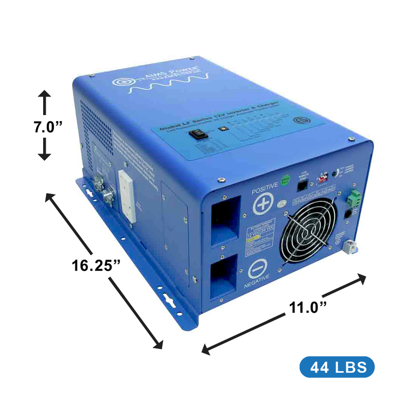 AIMS Power 2000W Pure Sine Inverter Charger 12V, Transfer Switch, ETL - view 2