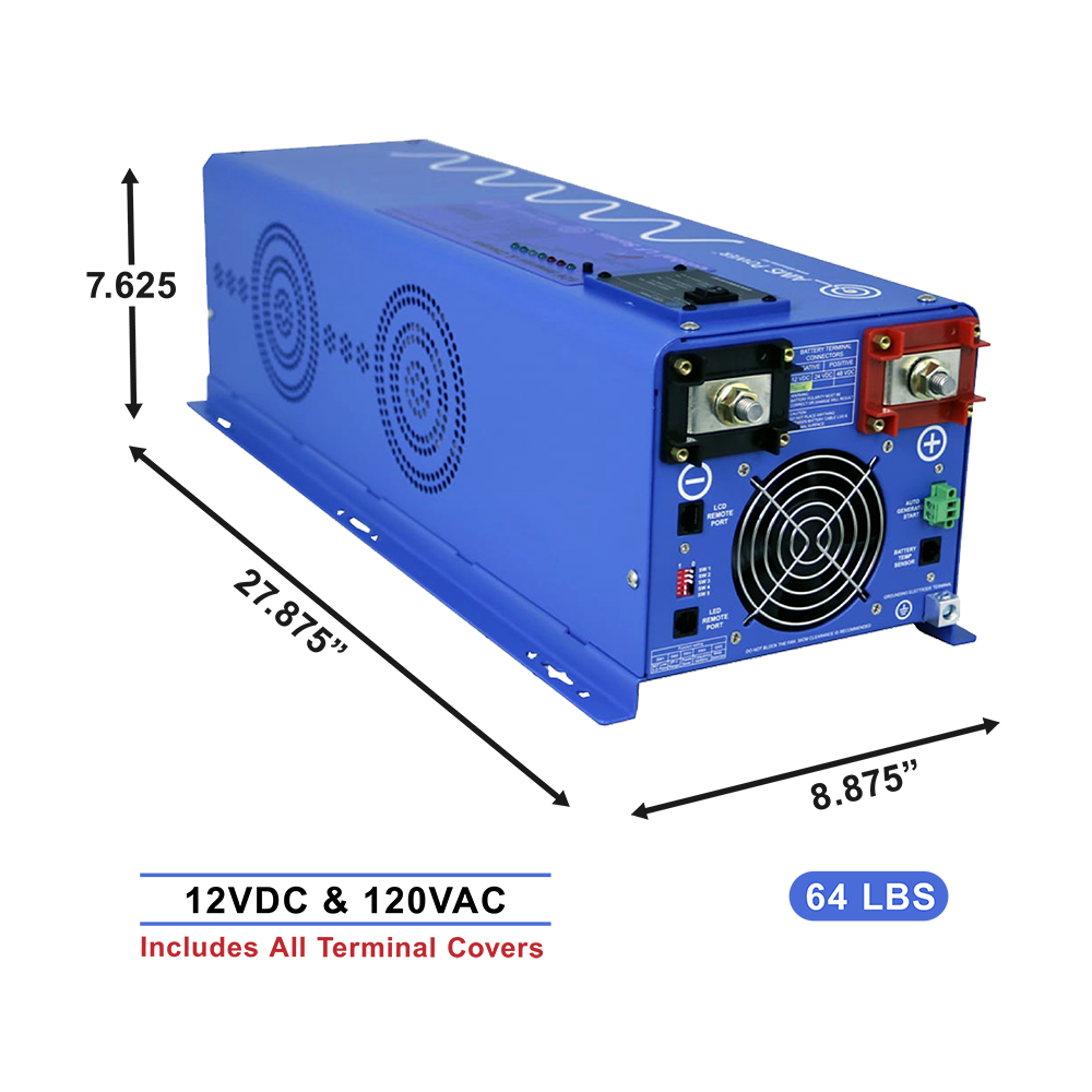 AIMS Power 4000W Pure Sine Inverter Charger 12V with Transfer Switch - view 2