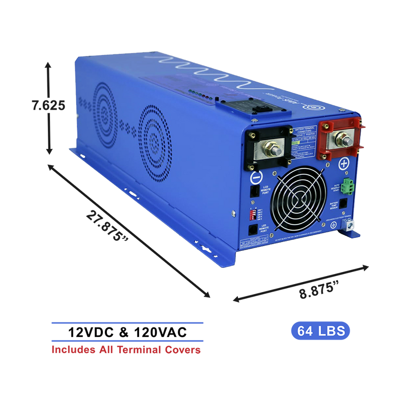 AIMS Power 4000W Pure Sine Inverter Charger 12V with Transfer Switch - view 2