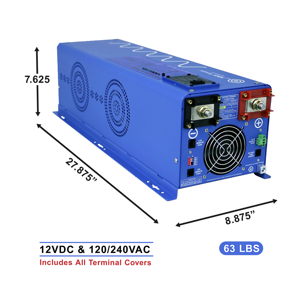 AIMS Power 4000W Split Phase Inverter Charger 12V, 240V Charge Input - view 2