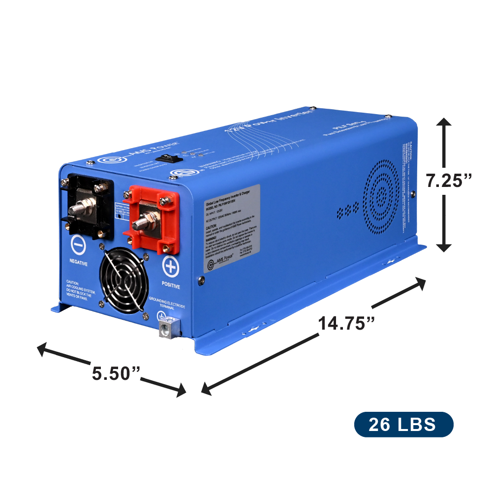 AIMS Power 1000W Low Frequency Pure Sine Inverter 12V, 300% Surge - view 2