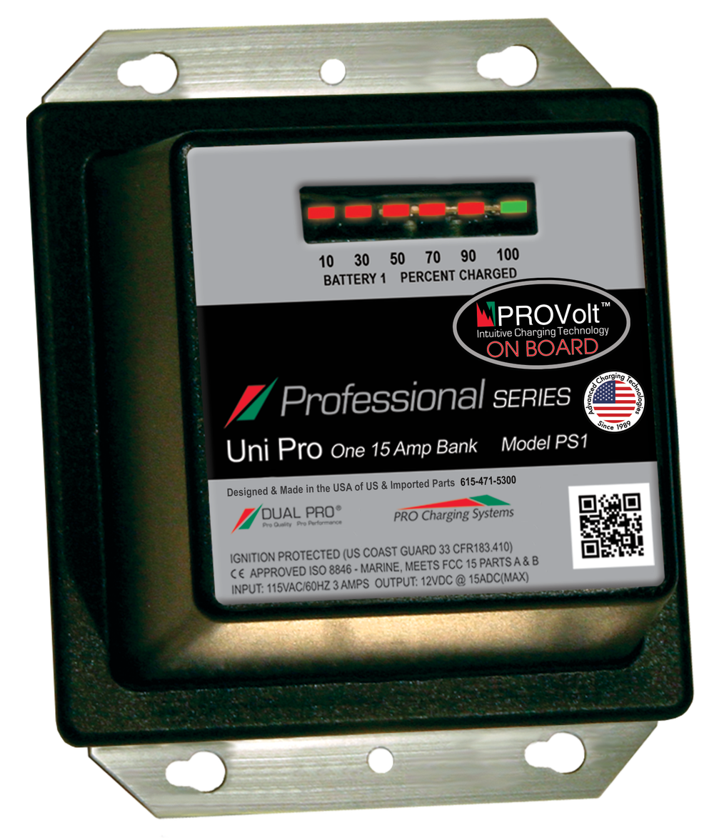 DualPRO PS1 Professional Series 1-Bank 15A 12V Marine Battery Charger