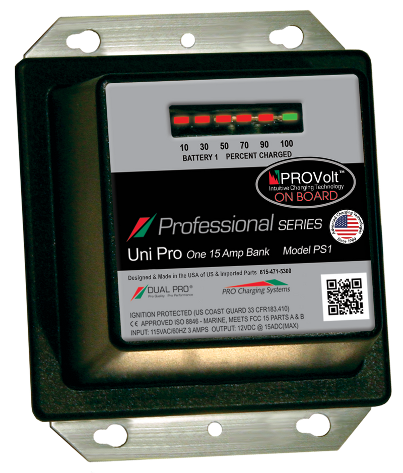 DualPRO PS1 Professional Series 1-Bank 15A 12V Marine Battery Charger