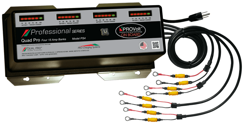 DualPRO PS4 Professional Series 4-Bank 60A (4 x 15A) 12V/48V Marine Battery Charger