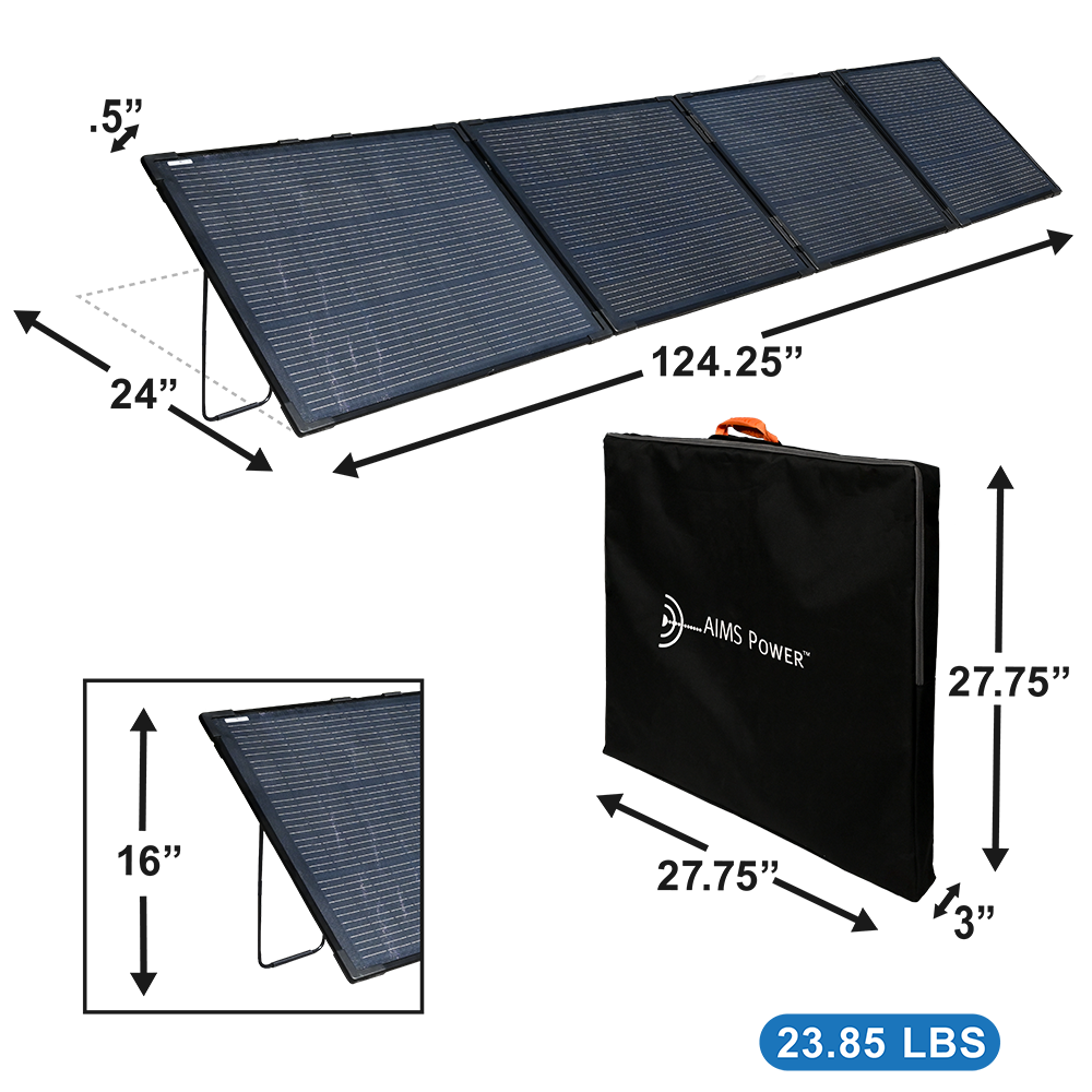 AIMS Power 360W Portable Folding Solar Panel with Carry Case - view 4