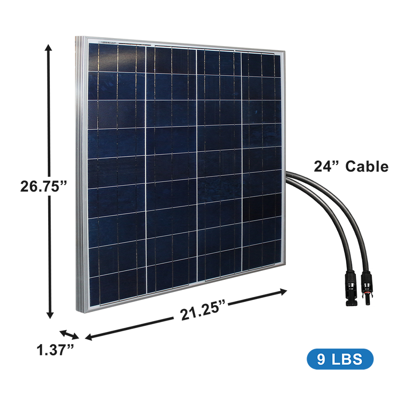 AIMS Power 50W Monocrystalline Solar Panel, Rigid Aluminum Frame - view 2