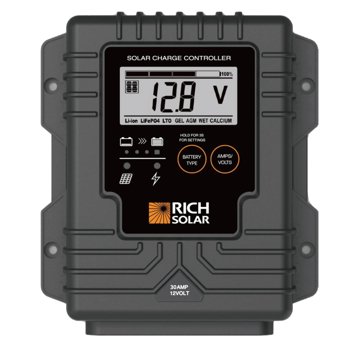 Rich Solar BRAVO Waterproof 30 30 Amp Waterproof PWM Solar Charge Controller