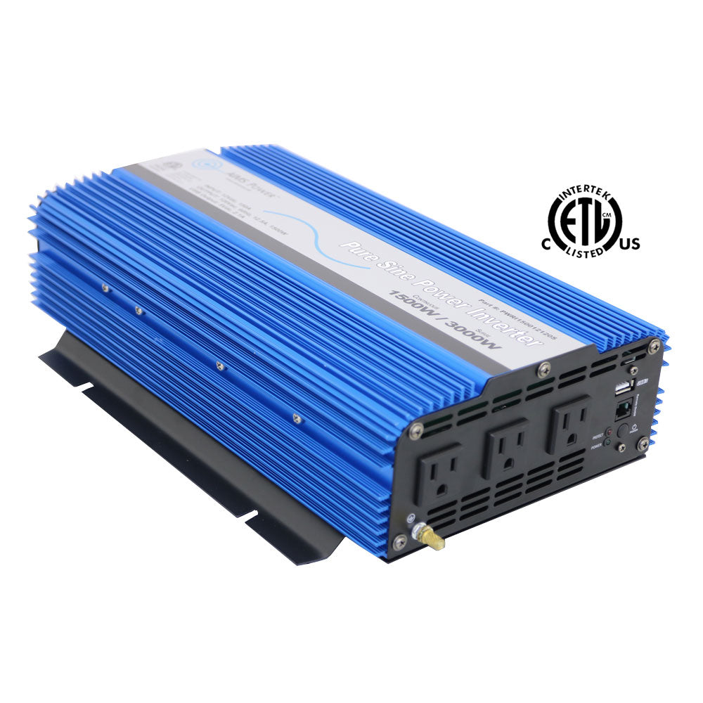 AIMS Power 1500W Pure Sine Power Inverter 12V with USB and Remote Port - view 2