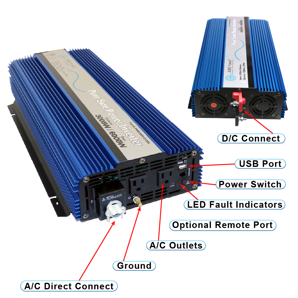 AIMS Power Bristlecone Kit: 460W Flex Solar, 3000W Inverter, 2.5kWh - view 3