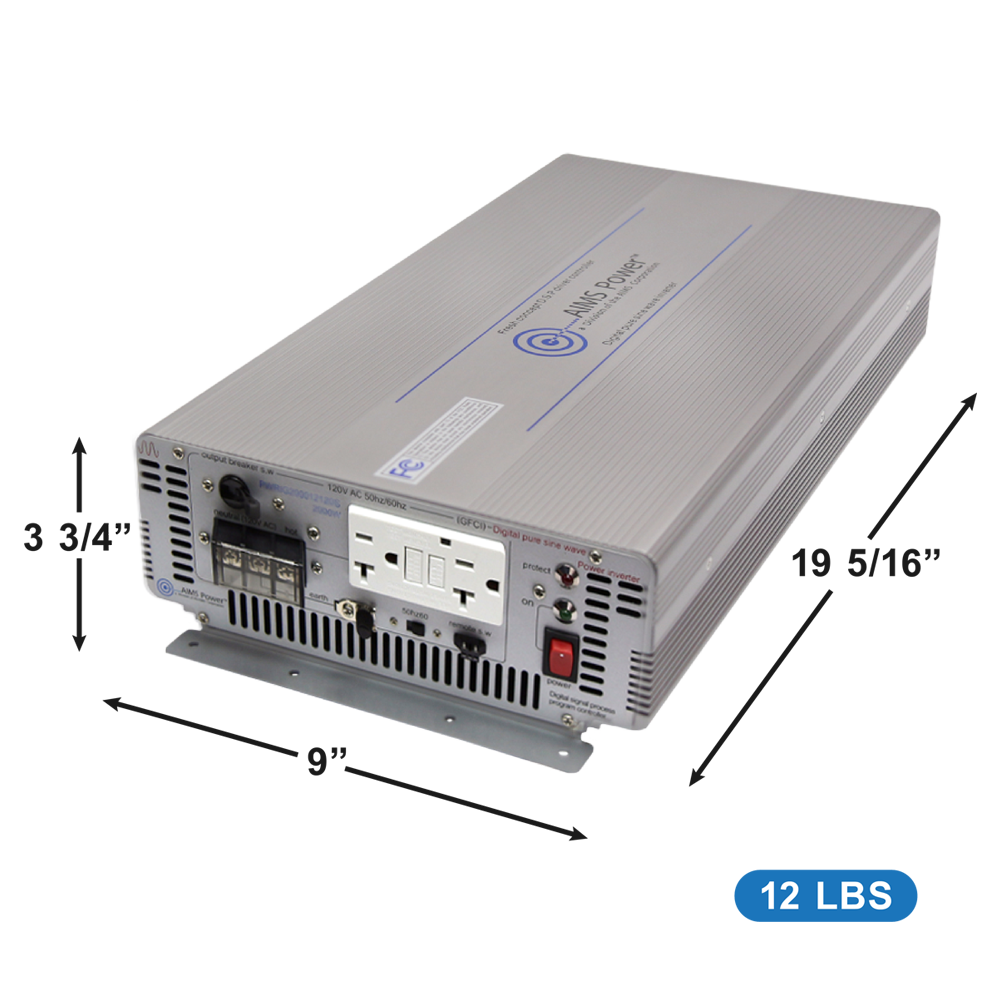 AIMS Power 2000W Industrial Pure Sine Power Inverter 12V - view 2