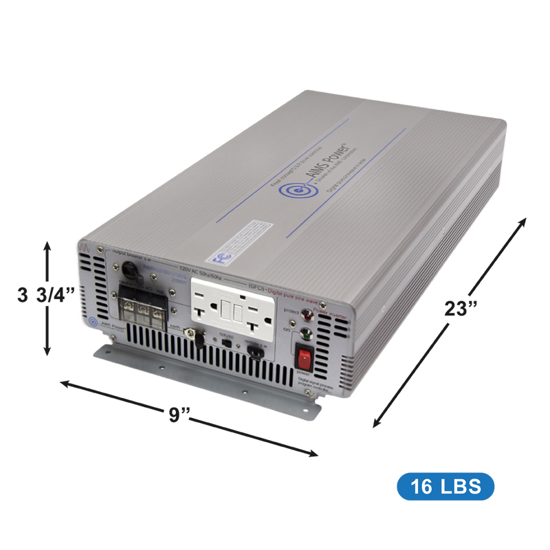 AIMS Power 3000W Industrial Pure Sine Power Inverter 12V - view 3