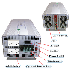 AIMS Power 5000W Industrial Pure Sine Power Inverter 12V - view 2