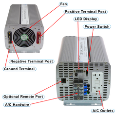 AIMS Power 3600W Modified Sine Power Inverter 12V, ETL Listed - view 2