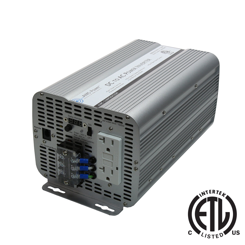 AIMS Power 2000W Modified Sine Power Inverter 12V, ETL Listed