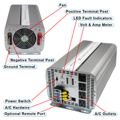 AIMS Power 5000W Modified Sine Power Inverter 12V - view 2