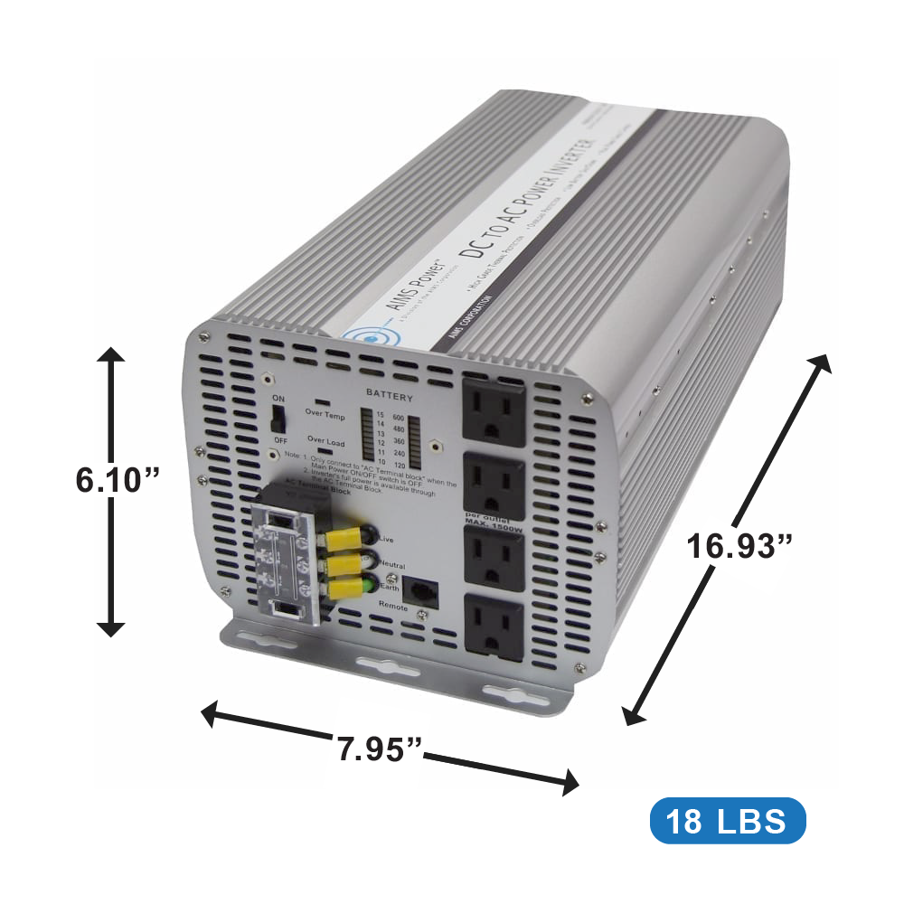 AIMS Power 5000W Modified Sine Power Inverter 12V - view 3
