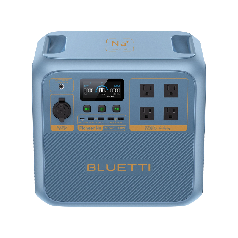 BLUETTI Pioneer Na sodium-ion power station with 100W panel