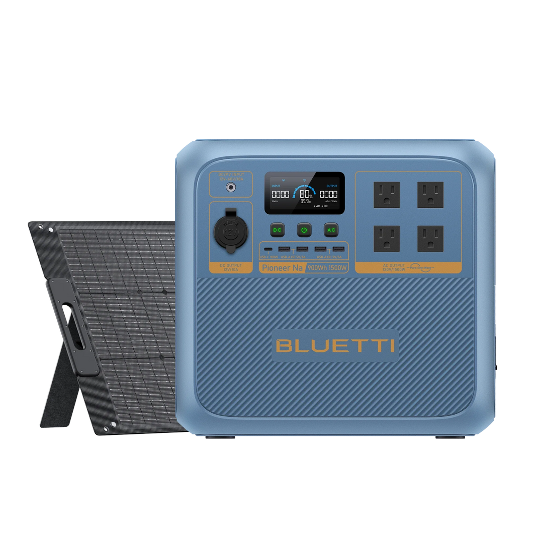BLUETTI Pioneer Na sodium-ion power station with 100W panel