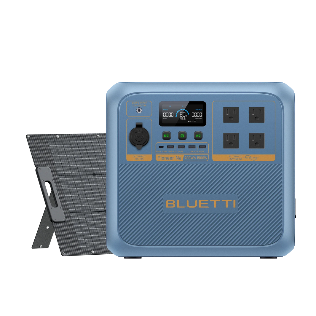 BLUETTI Pioneer Na sodium-ion power station with 200W panel
