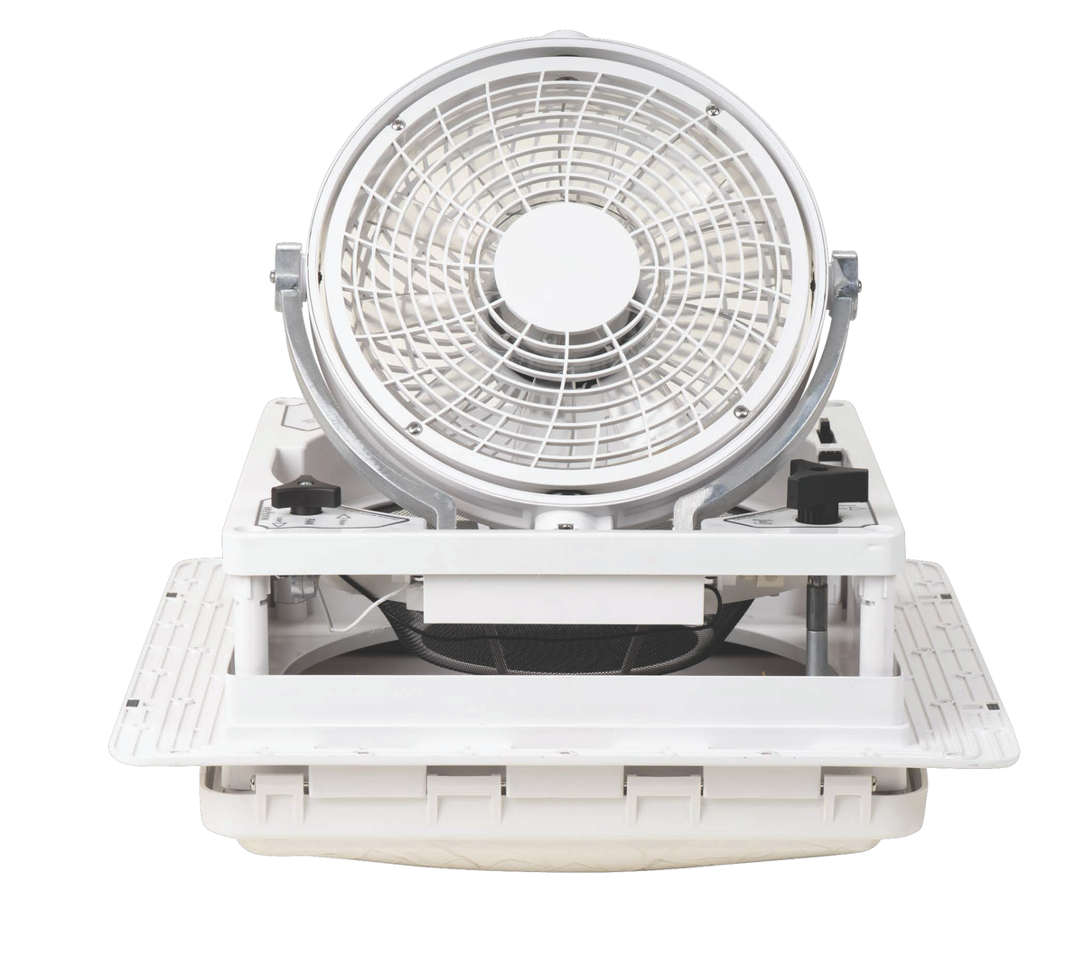 MaxxAir MaxxFan Pivot 14" RV Roof Vent Fan with Drop-Down Pivoting Fan Head, 4-Speed, 400 CFM, White Lid - view 2