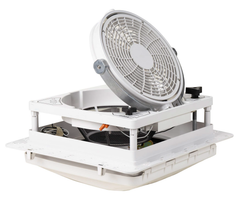 MaxxAir MaxxFan Pivot 14" RV Roof Vent Fan with Drop-Down Pivoting Fan Head, 4-Speed, 400 CFM, White Lid - view 3