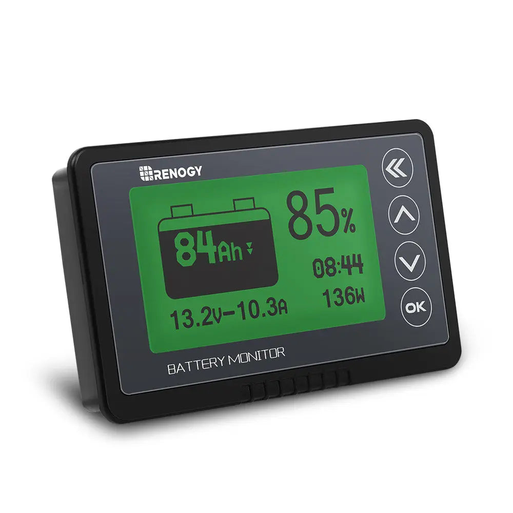 Renogy 500A battery monitor display with shunt and cable