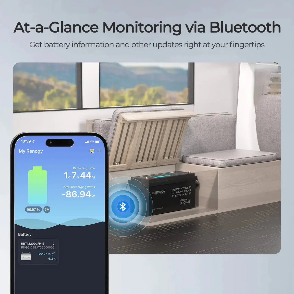 Renogy Core 12V 200Ah LiFePO4 battery with Bluetooth