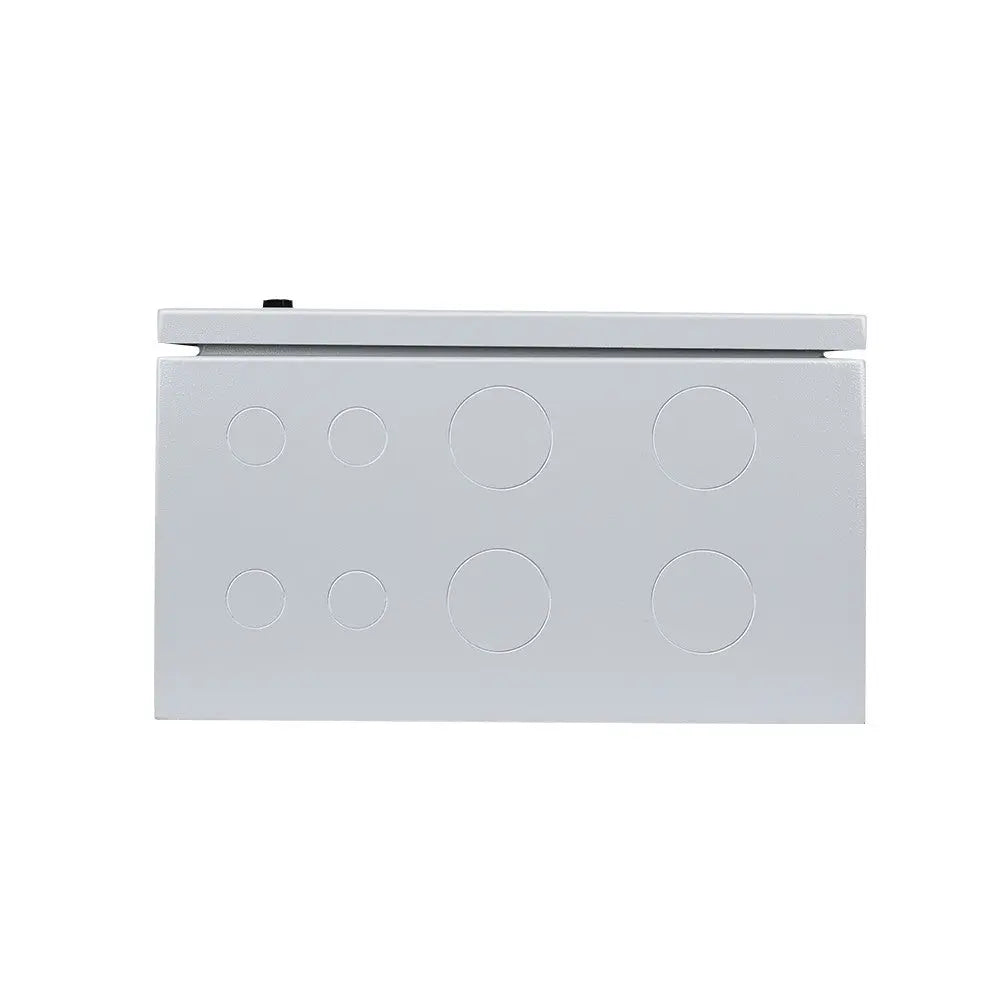 Renogy DC circuit breaker box with the door open showing the DIN rail