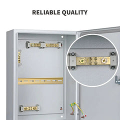 Renogy DC circuit breaker box with the door open showing the DIN rail