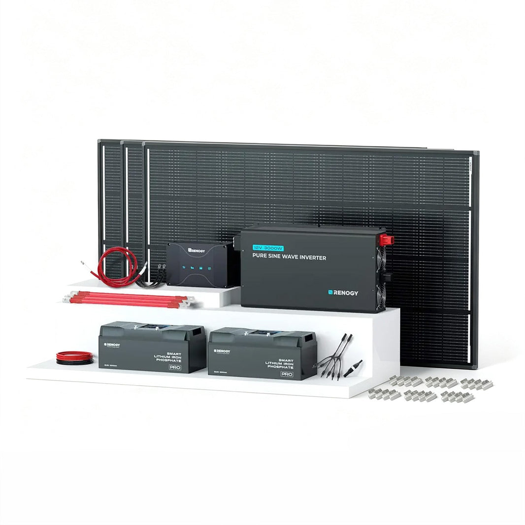 Renogy 600W 12V ShadowFlux solar kit with battery and inverter