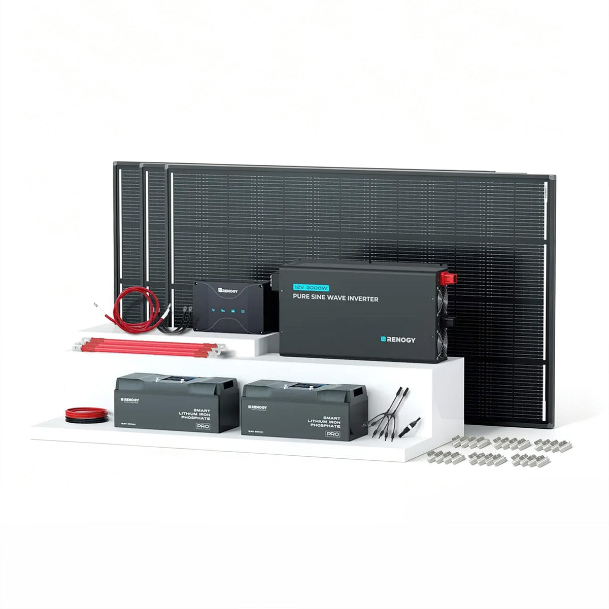 Renogy 600W 12V ShadowFlux solar kit with battery and inverter