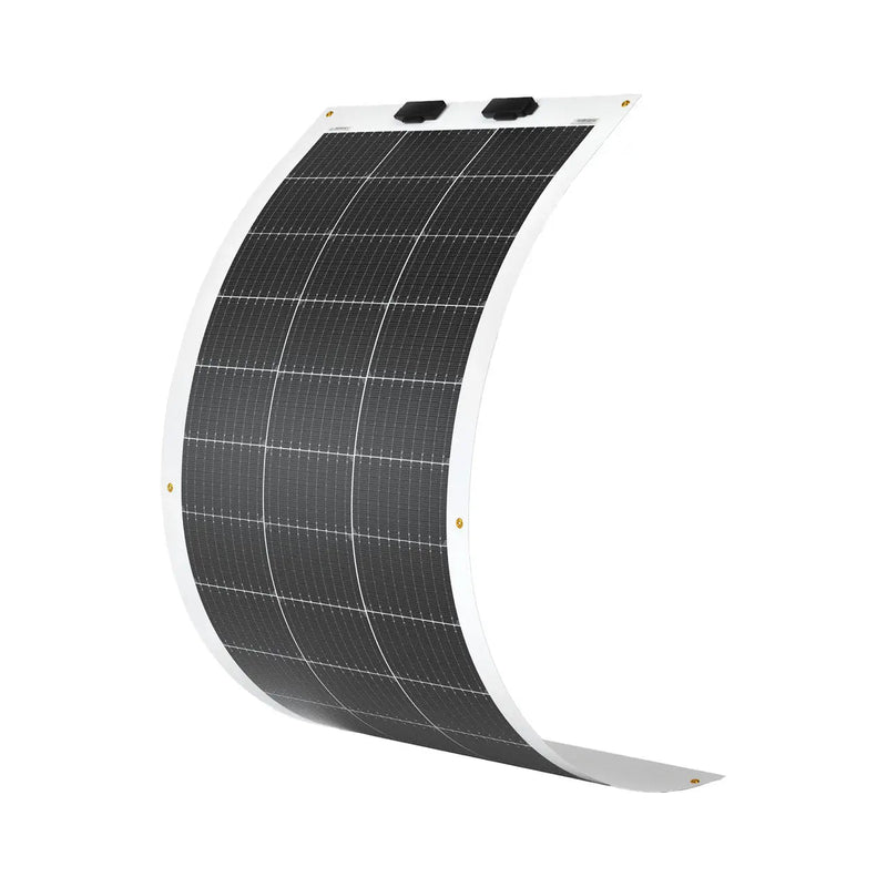 Renogy 100W flexible solar panel curved over a vehicle roof