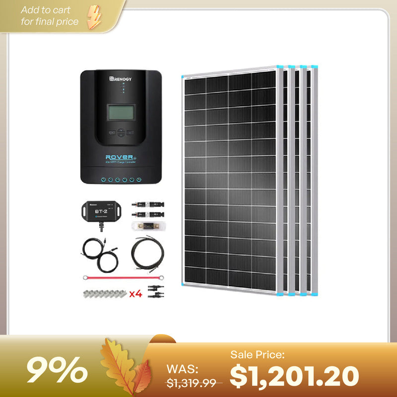 Renogy 800W 12V essential solar panel kit with MPPT controller