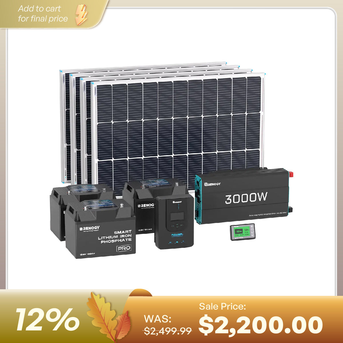 Renogy 400W complete solar kit for a workshop or shed