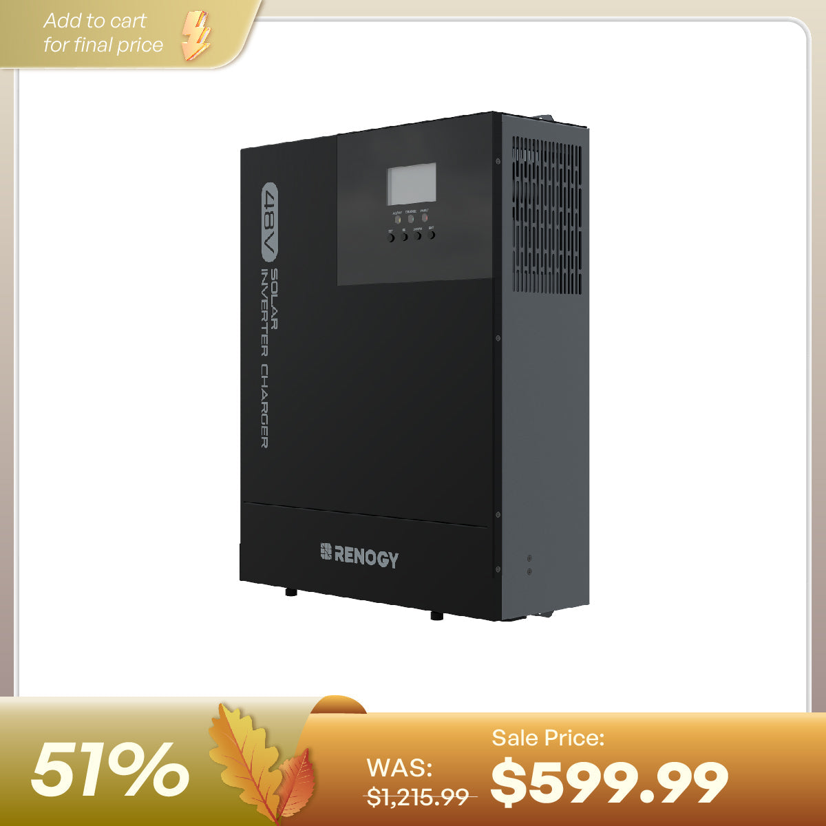 Renogy 3500W 48V pure sine wave solar inverter charger