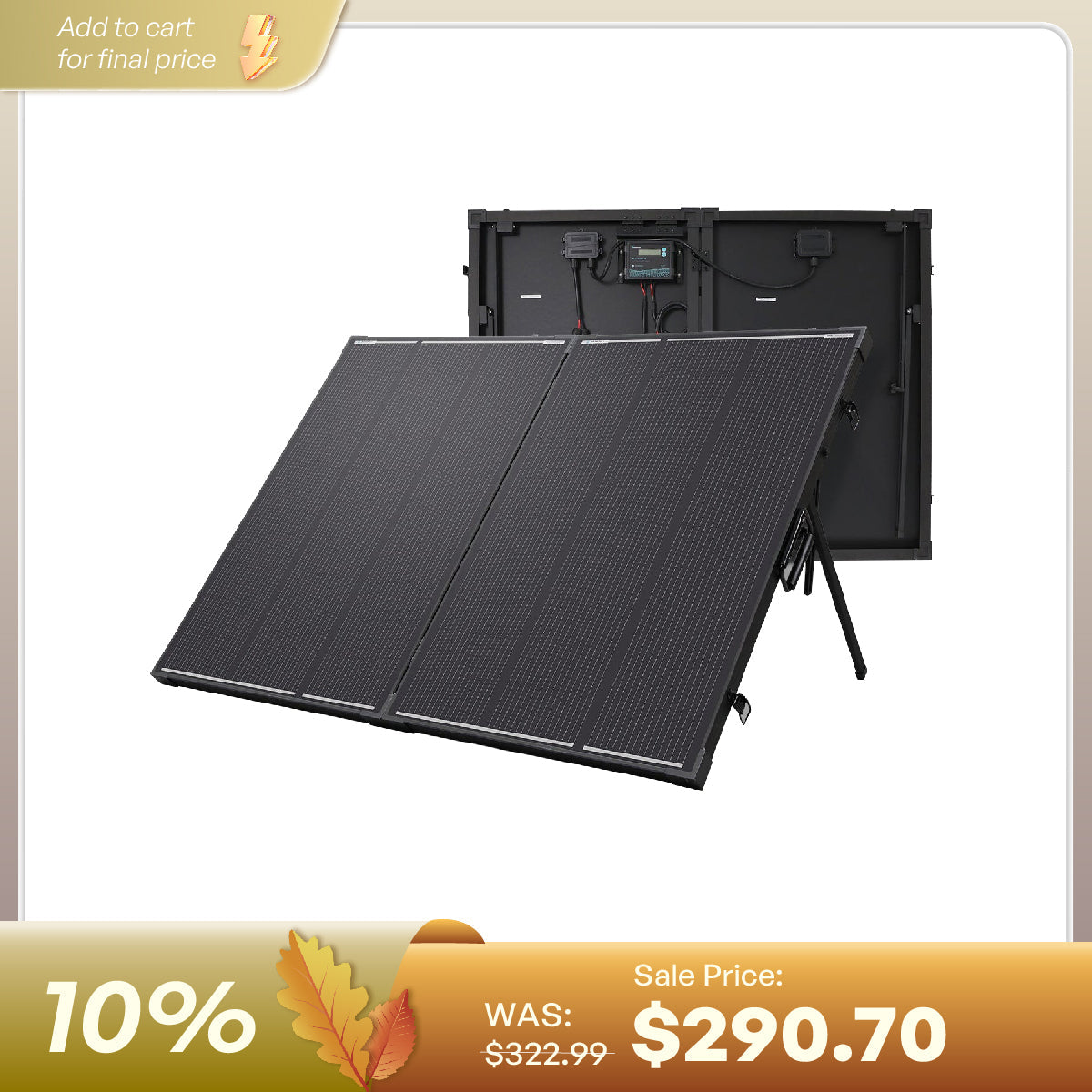 Renogy N-Type folding solar suitcase kit, open