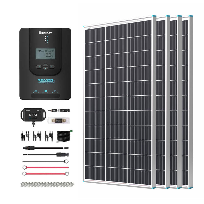 Renogy 400W 12V solar panel kit with four panels and MPPT controller