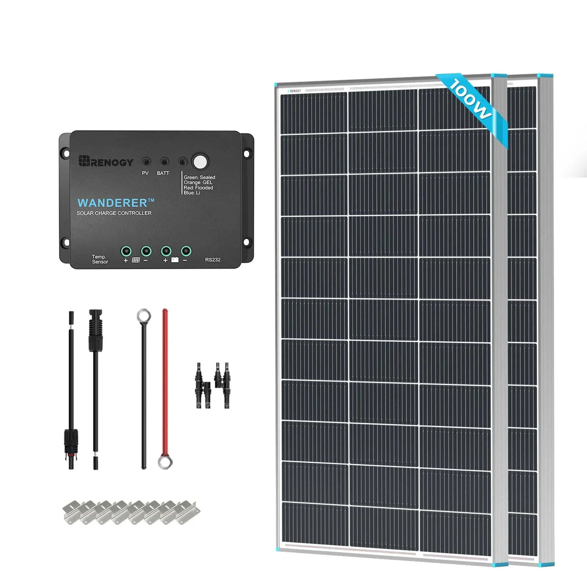 Renogy 200W 12V starter solar panel kit with charge controller and brackets