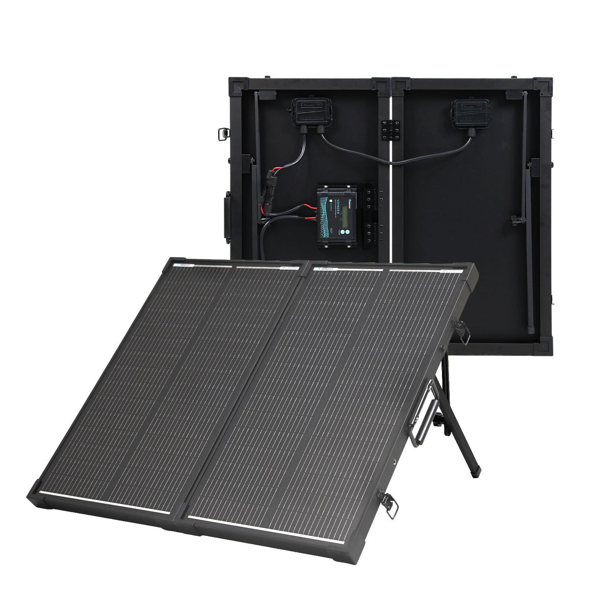 Renogy N-Type folding solar suitcase kit, open