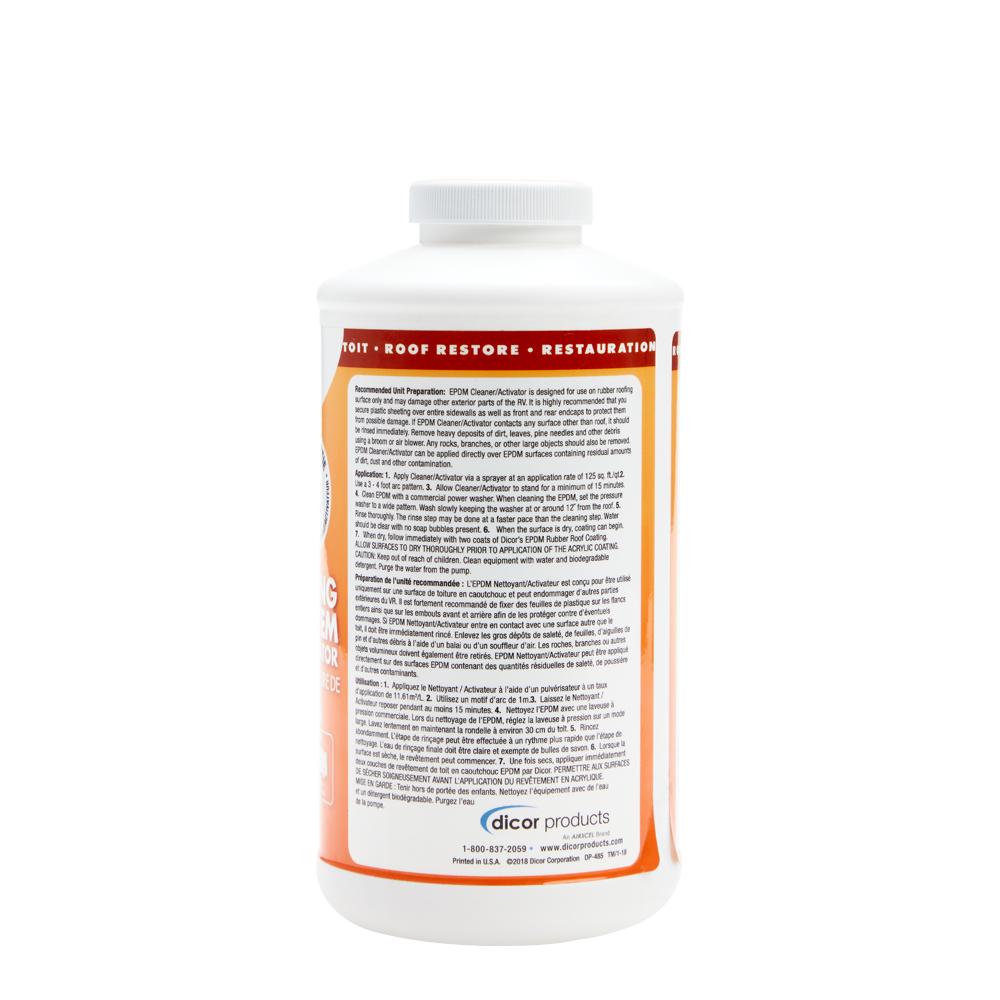 Dicor Rubber Roof Cleaner/Activator, Part 1 for EPDM & PVC Roofing, 1 Quart - RP-CRP-Q