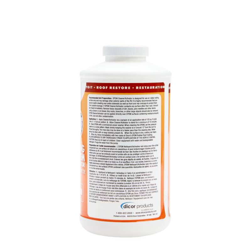 Dicor Rubber Roof Cleaner/Activator, Part 1 for EPDM & PVC Roofing, 1 Quart - RP-CRP-Q