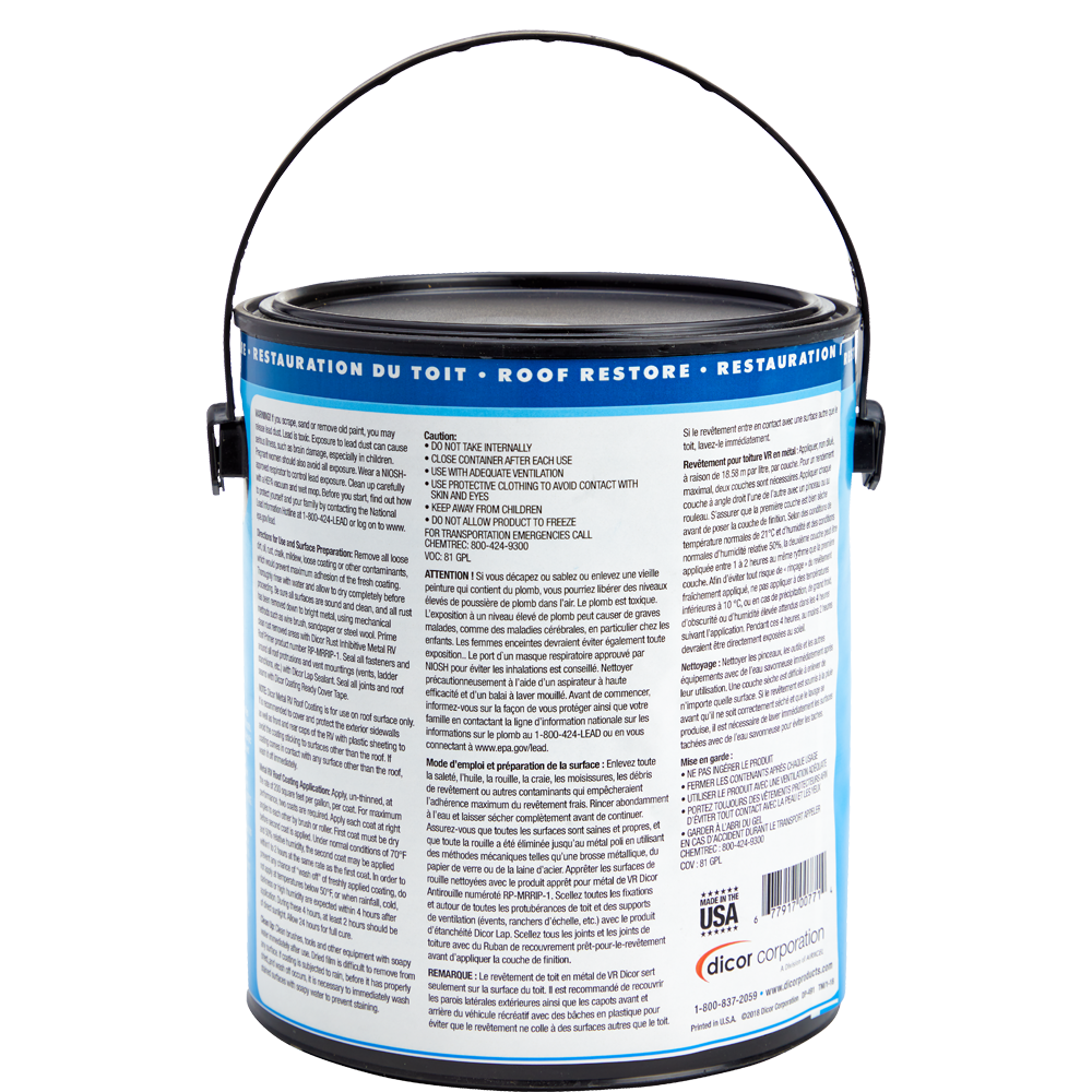 Dicor Elastomeric Metal RV Roof Coating, White, 1 Gallon - view 3