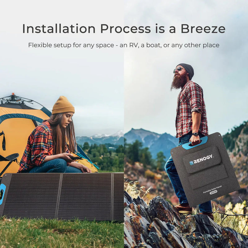 Renogy E.Flex portable solar panel unfolded with kickstands
