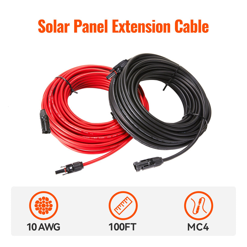 Rich Solar 10 Gauge Solar Panel Extension Cable with Male and Female Solar Connector Ends
